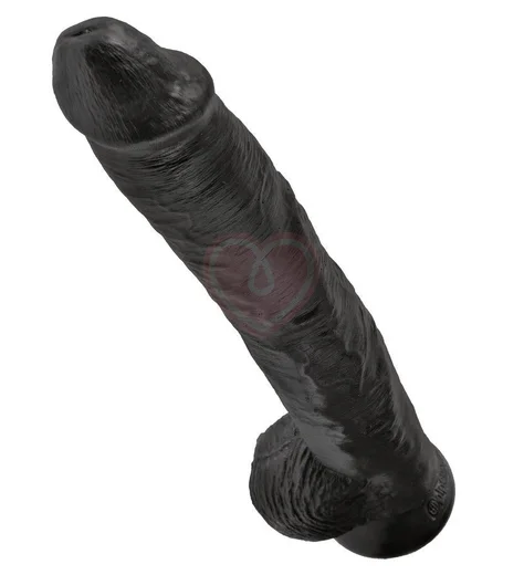 Огромный фаллоимитатор на присоске с мошонкой King Cock with Balls 37 см чёрный фото 2