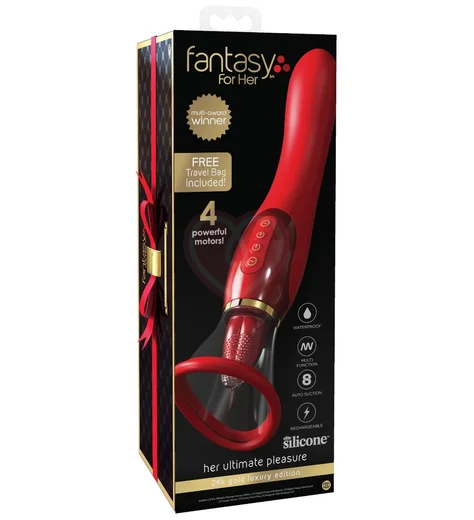 Вибратор с имитацией оральных ласк и позолотой Fantasy For Her 24K Gold красный фото 2