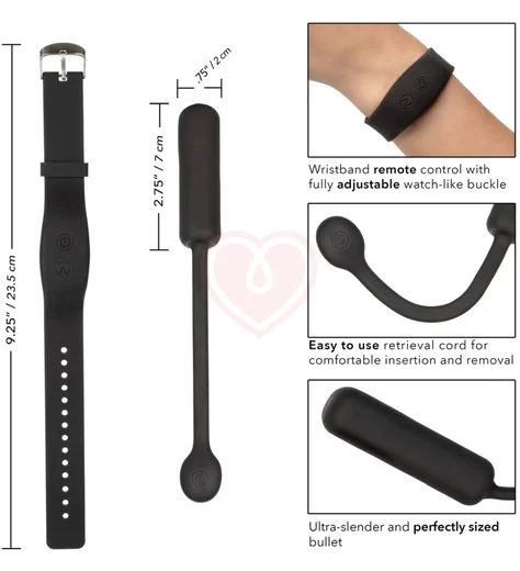 Вибройцо с управлением через браслет Wristband Petite Bullet черое фото 5