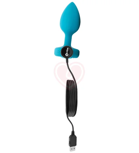 Маленькая вибропробка b-Vibe Vibrating Jewel Plug с кристаллом и пультом бирюзовая фото 4