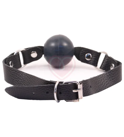 Кляп Лунный Свет на чёрном ремешке с тёмно-серым шариком фото 2