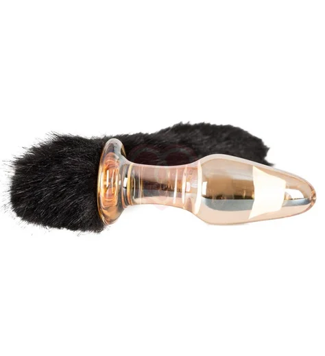 Стеклянная анальная пробка с хвостиком из меха Glas Plug фото 3