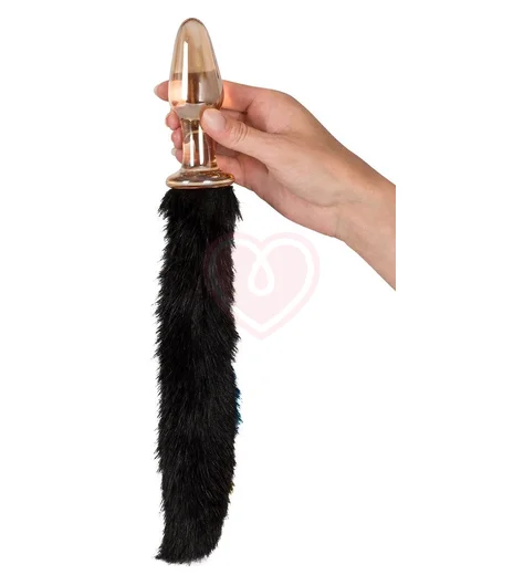 Стеклянная анальная пробка с хвостиком из меха Glas Plug фото 4