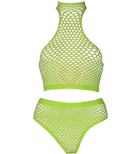 Комплект с топом и трусиками Ouch Glow Plus size светящийся в темноте зеленый неон фото 3