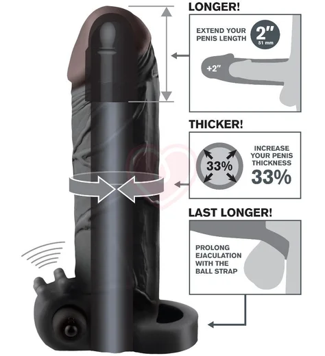 Насадка удлинитель с вибрацией Vibrating Real Feel Extension 16,5 см черная фото 3