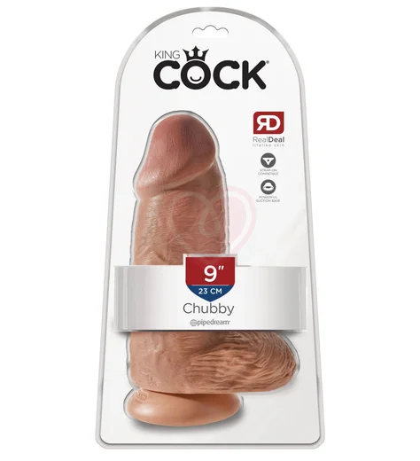 Толстый фаллоимитатор с мошонкой на присоске Pipedream King Cock Chubby мулат фото 5