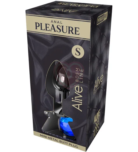 Анальная пробка Alive Mini Metal Butt Plug S с голубым кристаллом фото 2