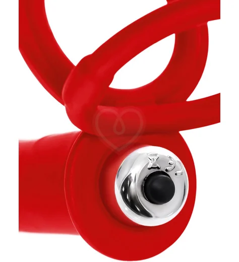 Насадка для двойного проникновения с вибропулей Toyfa Double Penetration Vibration красная фото 4