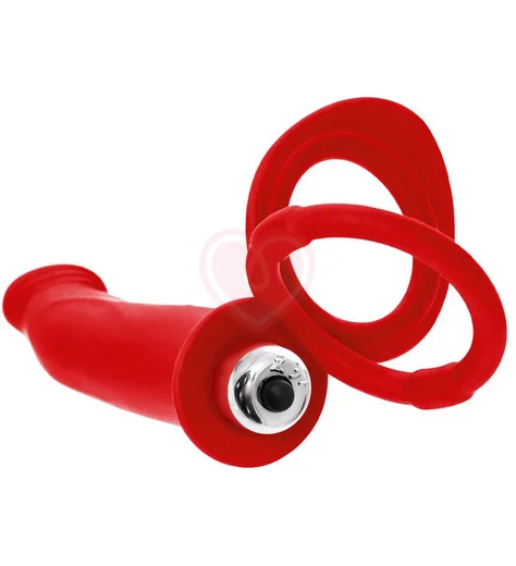 Насадка для двойного проникновения с вибропулей Toyfa Double Penetration Vibration красная фото 6