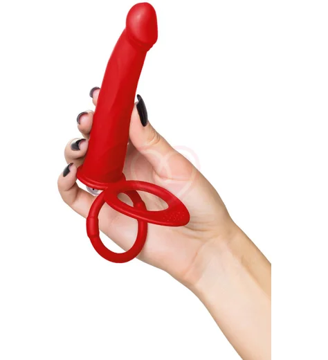 Насадка для двойного проникновения с вибропулей Toyfa Double Penetration Vibration красная фото 9