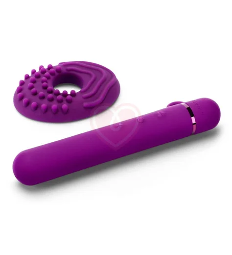 Силиконовый мини-вибратор с насадкой Le Wand Baton фиолетовый фото 5