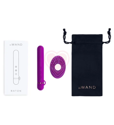 Силиконовый мини-вибратор с насадкой Le Wand Baton фиолетовый фото 6