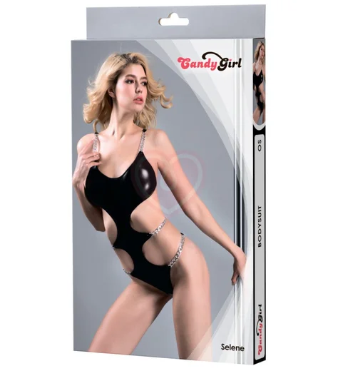Боди с металлическими цепочками Candy Girl Selene чёрное фото 4