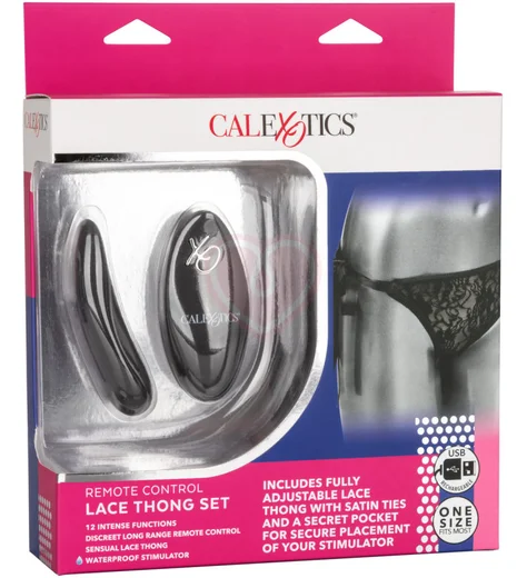 Вибратор для клитора с пультом Lace Thong Set One size чёрный фото 2