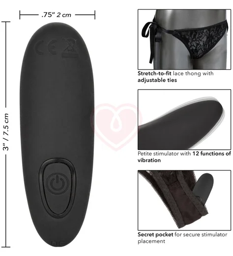 Вибратор для клитора с пультом Lace Thong Set One size чёрный фото 3