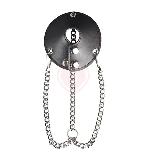Кожаная утяжка для мошонки с металлическими цепочками Parachute Ball Stretcher фото 3