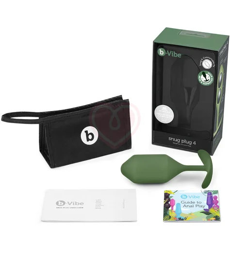 Утяжелённая анальная пробка для ношения b-Vibe Snug Plug 4 большая хаки фото 5