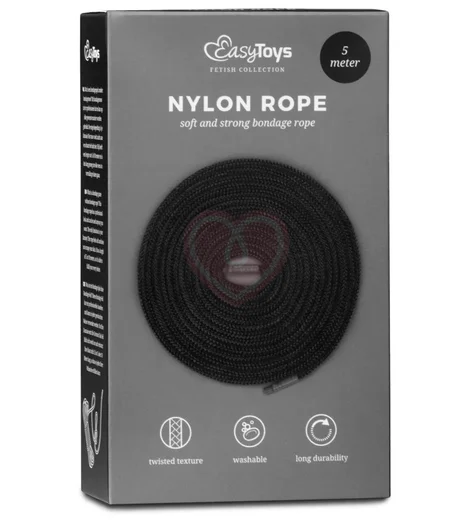 Нейлоновая верёвка Black Bondage Rope 5 м чёрная фото 2