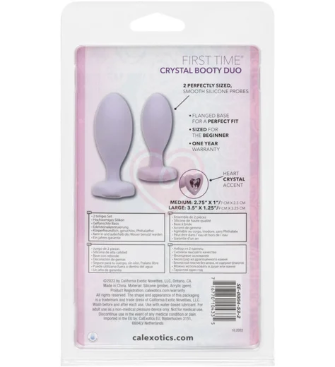 Набор из 2 анальных пробок с кристаллом First Time Crystal Booty Duo фиолетовый фото 9