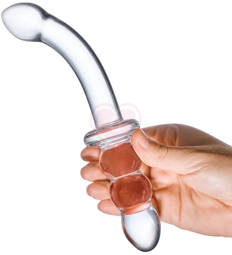 Стеклянный двухсторонний фаллоимитатор Glas Ribbed фото 3