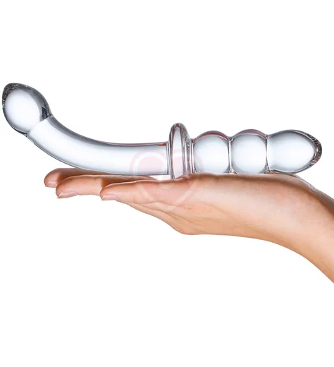 Стеклянный двухсторонний фаллоимитатор Glas Ribbed фото 4