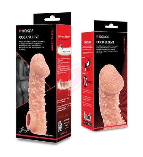 Насадка с пупырышками и отверстием для мошонки Kokos Cock Sleeve CS009-L фото 2