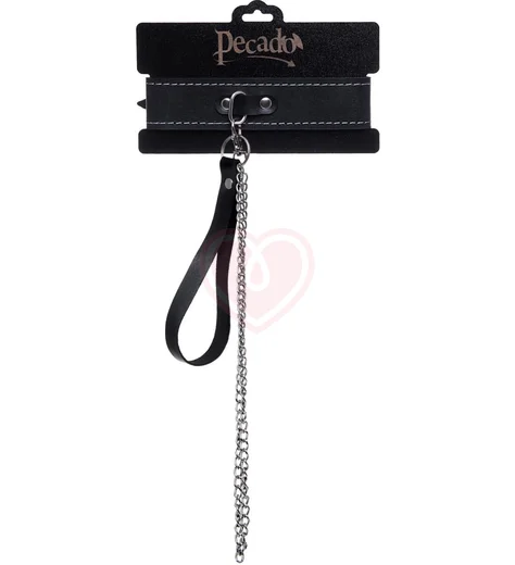 Ошейник с поводком Pecado BDSM черный фото 6