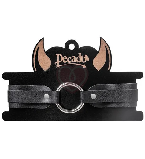Чокер со скругленными углами и кольцом Pecado BDSM черный фото 6