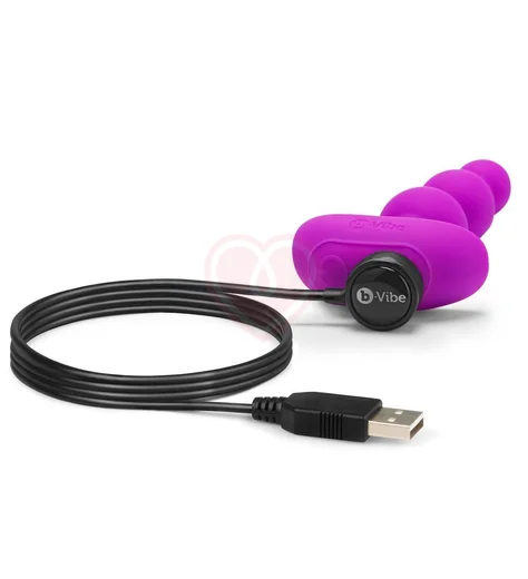 Анальные шарики с 2 моторчиками B-Vibe Triplet Anal Beads розовые фото 3