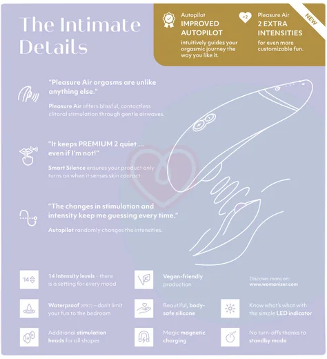 Бесконтактный клиторальный стимулятор Womanizer Premium 2 сиреневый фото 12