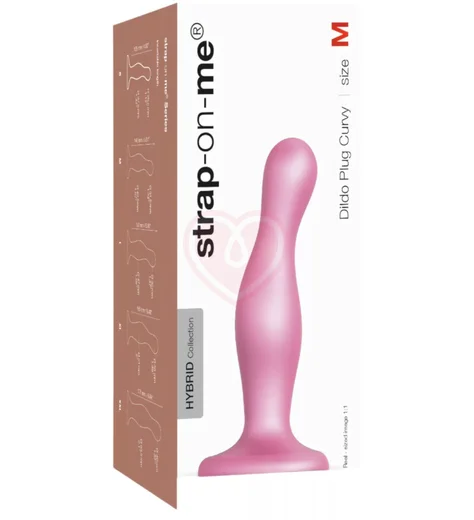 Изогнутый фаллоимитатор Strap-On-Me Dildo Plug Curvy размер M 14 см розовый фото 6