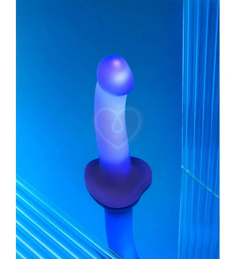 Фаллоимитатор с Led подсветкой Strap-On-Me Semi-Realistic Glow-Led M синий фото 7