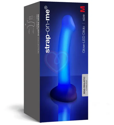 Фаллоимитатор с Led подсветкой Strap-On-Me Semi-Realistic Glow-Led M синий фото 9