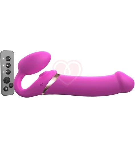 Безремневой страпон с вакуумной стимуляцией и пультом Strap-On-Me Multi Orgasm XL фуксия фото 1