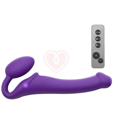 Безремневой страпон с вибрацией и пультом управления Strap-on-me M фиолетовый фото 1
