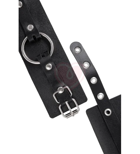 Оковы на ноги из толстой кожи с люверсами Pecado BDSM черные фото 5