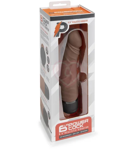 Реалистичный вибратор PowerCocks Girthy 16 см шоколад фото 4