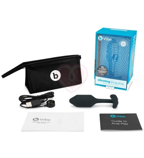 Утяжелённая анальная вибропробка b-Vibe Vibrating Snug Plug 2 малая чёрная фото 4
