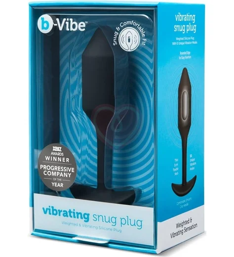Утяжелённая анальная вибропробка b-Vibe Vibrating Snug Plug 2 малая чёрная фото 5