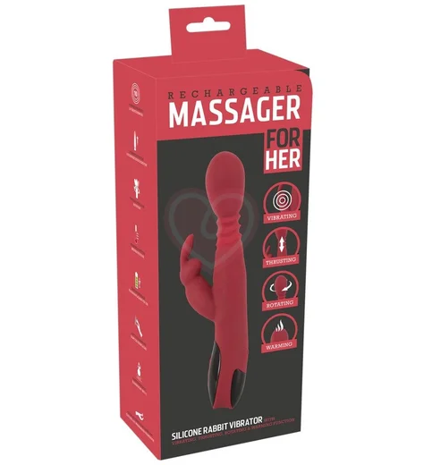 Вибратор с подогревом Rabbit Massager for her красный фото 4