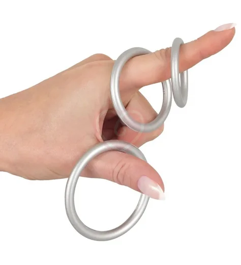 Набор из 3 эрекционных колец Metallic Silicone Cock Ring Set фото 2