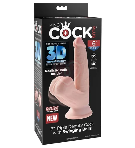Фаллоимитатор с увеличенной мошонкой King Cock Plus 6 Triple Density 19,5 см фото 2
