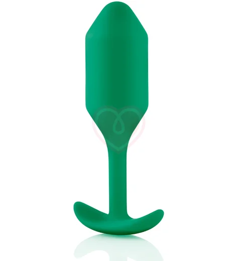 Утяжелённая анальная пробка для ношения b-Vibe Snug Plug 2 малая зеленая фото 3