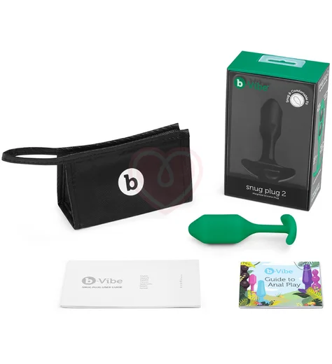 Утяжелённая анальная пробка для ношения b-Vibe Snug Plug 2 малая зеленая фото 5