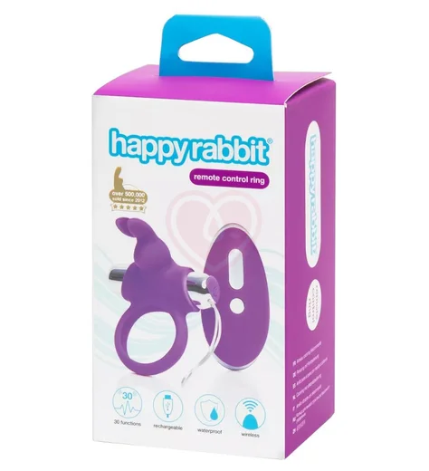 Виброкольцо Happy Rabbit с пультом управления фиолетовое фото 5