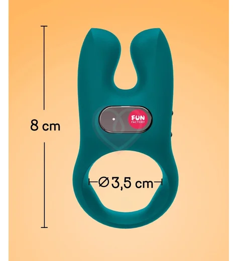 Виброкольцо Fun Factory Nos с двумя кончиками для стимуляции зелёное фото 3