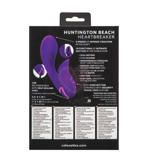 Вибратор с вакуумным стимулятором Huntington Beach Heartbreaker фиолетовый фото 8