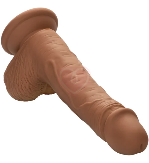 Фаллоимитатор с мошонкой на присоске Dual Density Silicone Studs 13 см коричневый фото 5