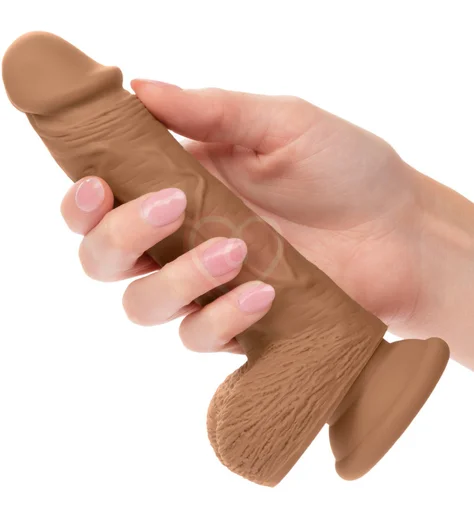 Фаллоимитатор с мошонкой на присоске Dual Density Silicone Studs 13 см коричневый фото 7