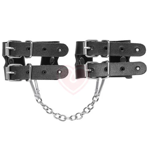 Наручники-браслеты из двух ремней Pecado BDSM черные фото 2